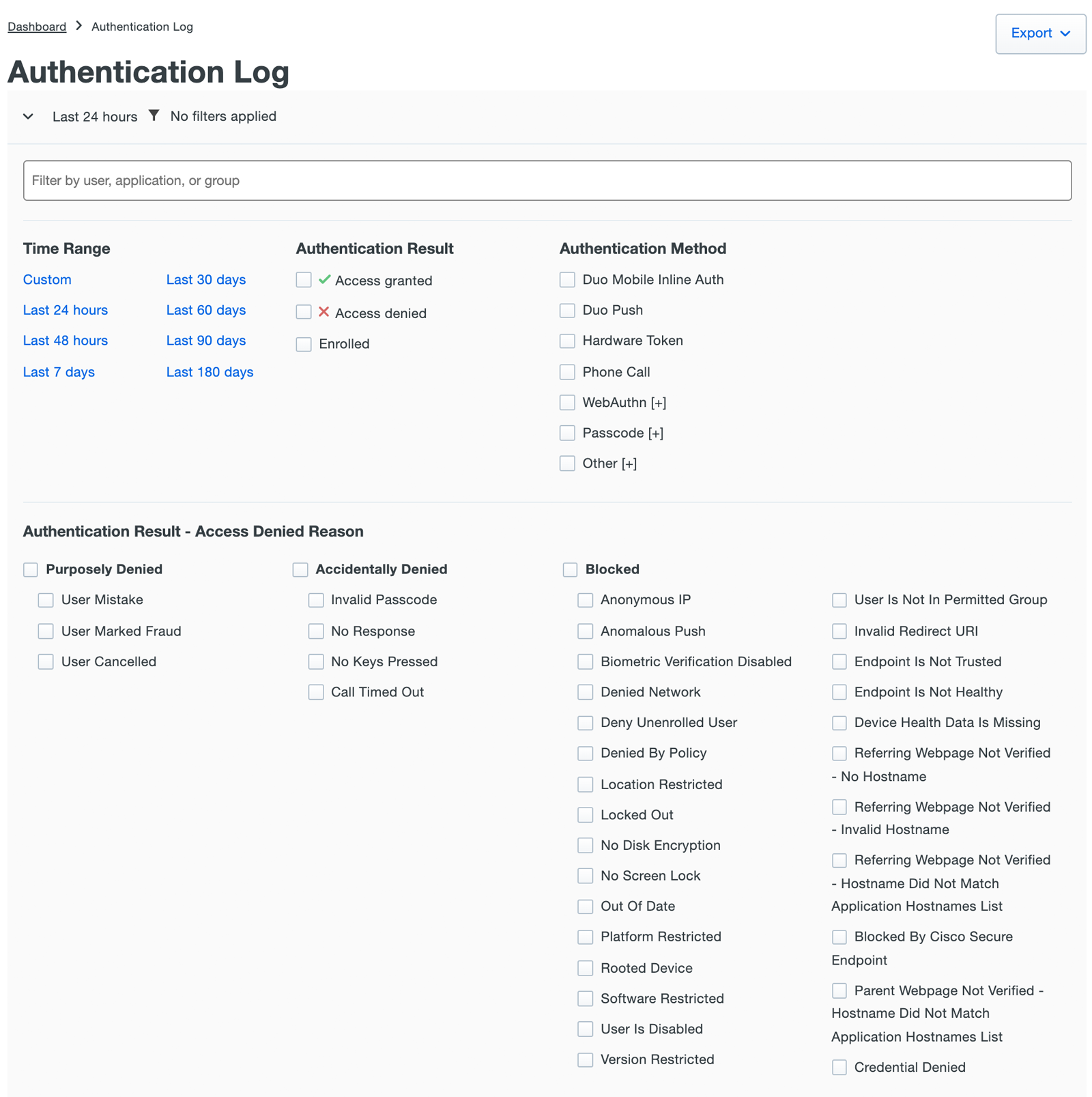 Authentication Log Filtering