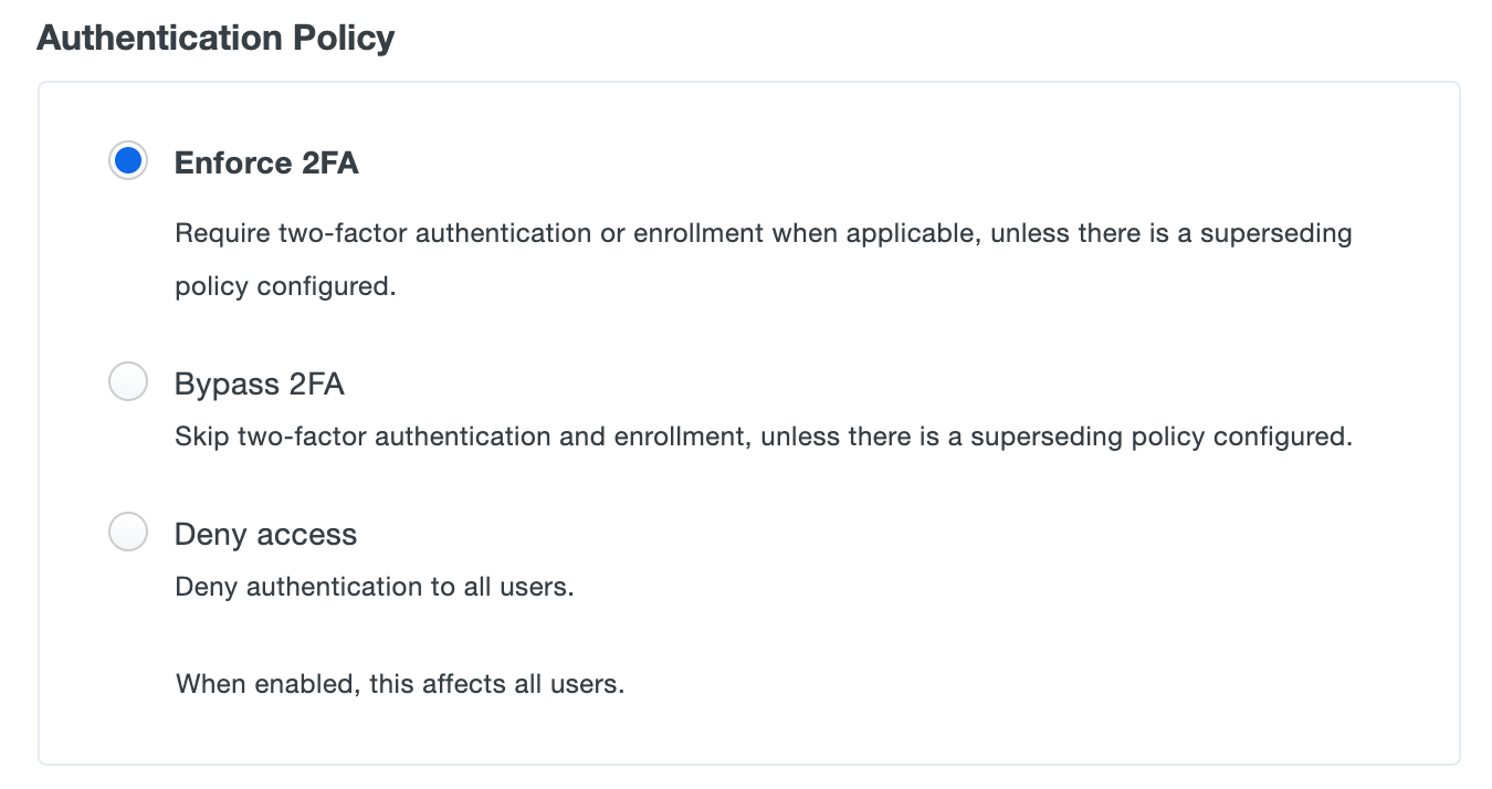 Authentication Policy Settings