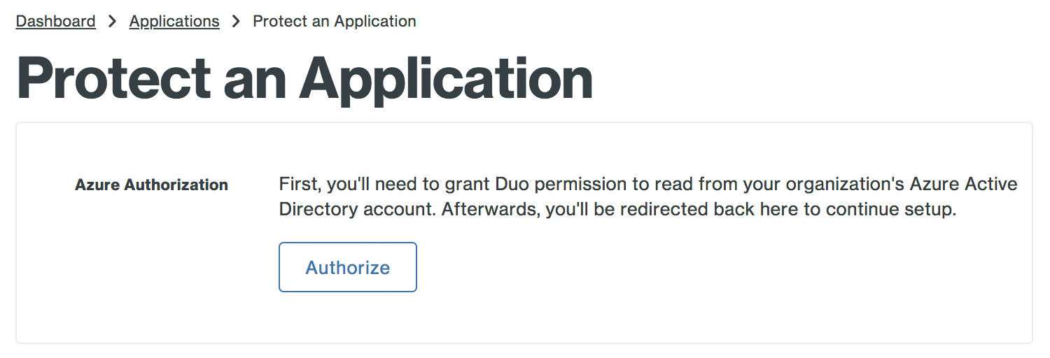 Authorize the Duo Application in Azure
