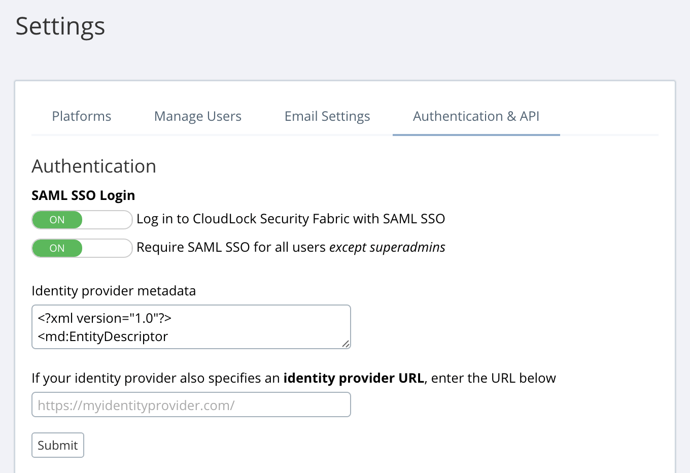 CloudLock Single Sign-On Additional Settings