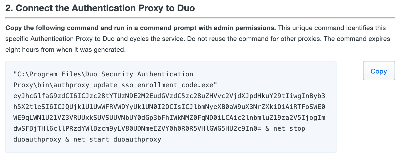 Authentication Proxy Enrollment Code
