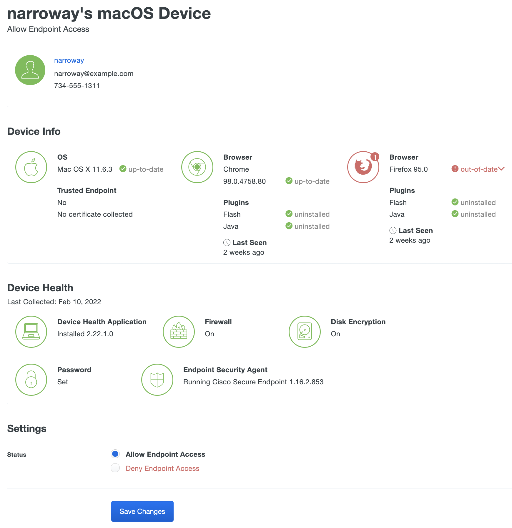 Device Health Endpoint Details
