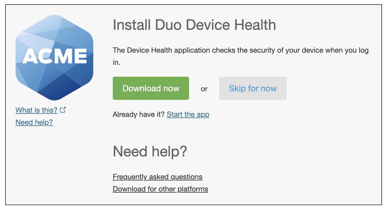 Duo Prompt with Device Health Install Prompt