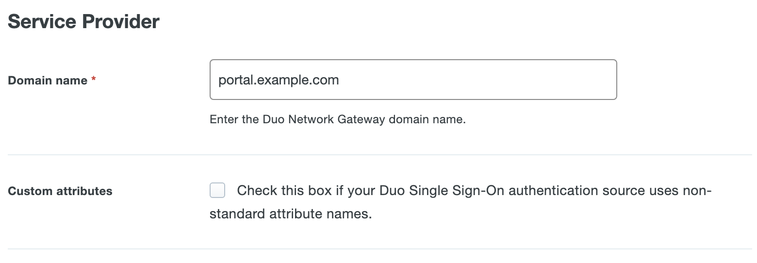 Duo Network Gateway Application Settings
