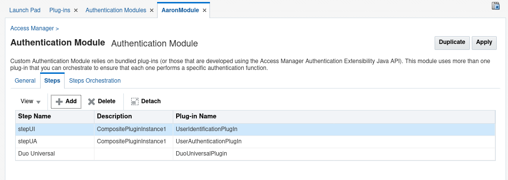 Create a new step in the authentication module