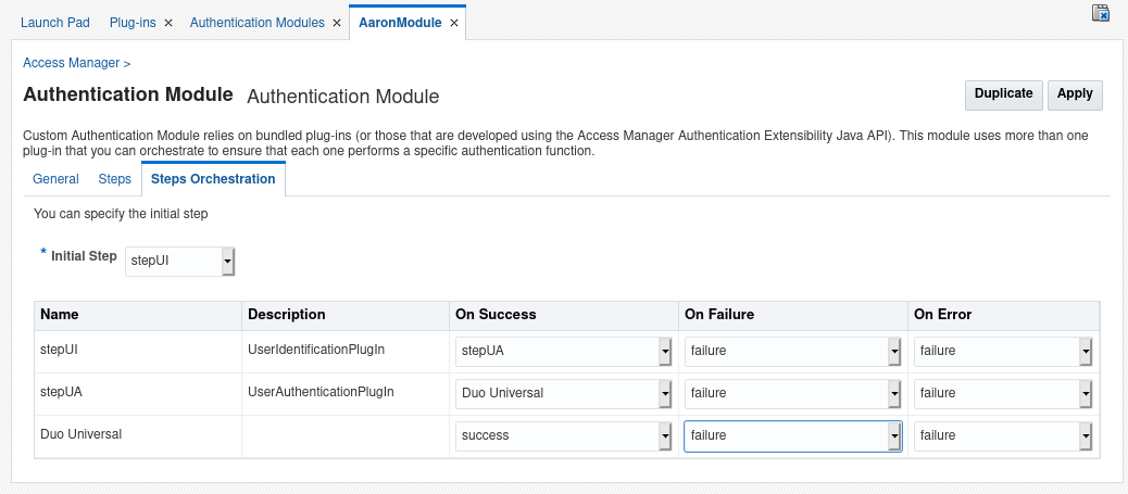 Configure the authentication module
