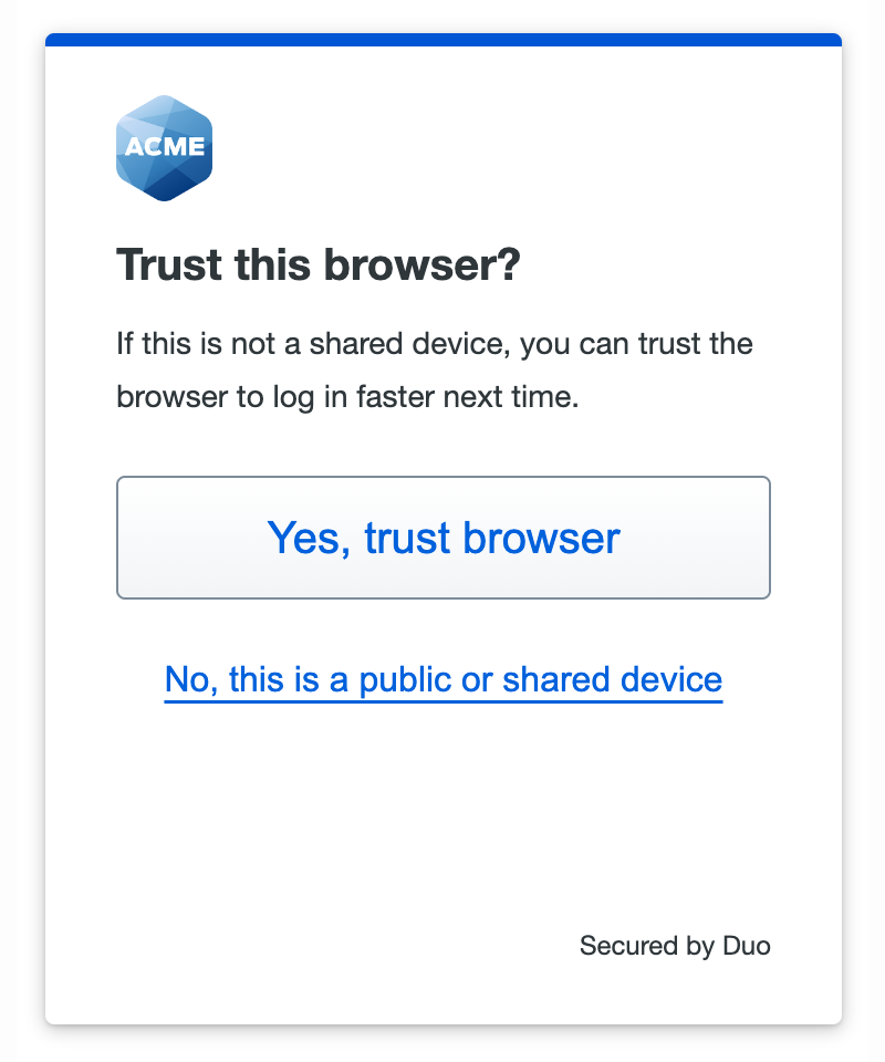 Duo Passwordless Trust Browser Prompt
