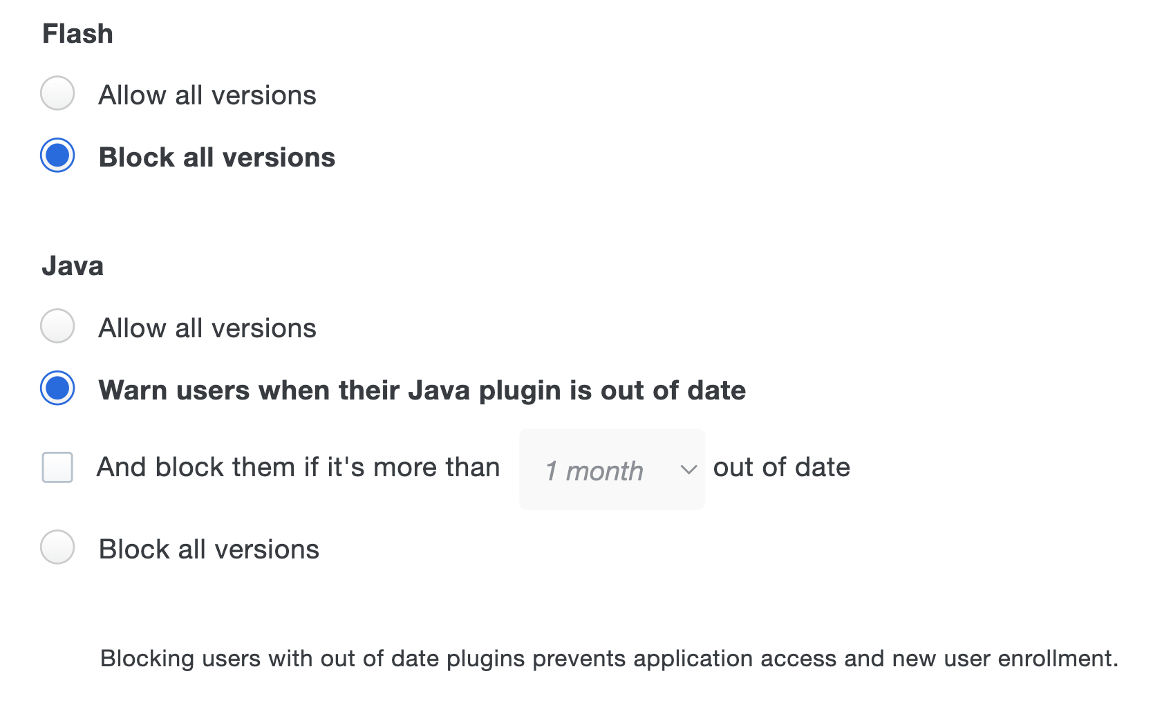 Plugins Policy Settings