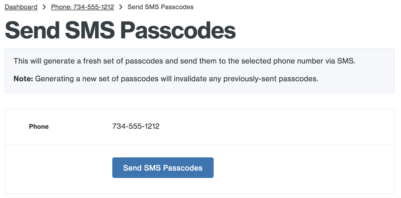 Send the SMS Passcodes