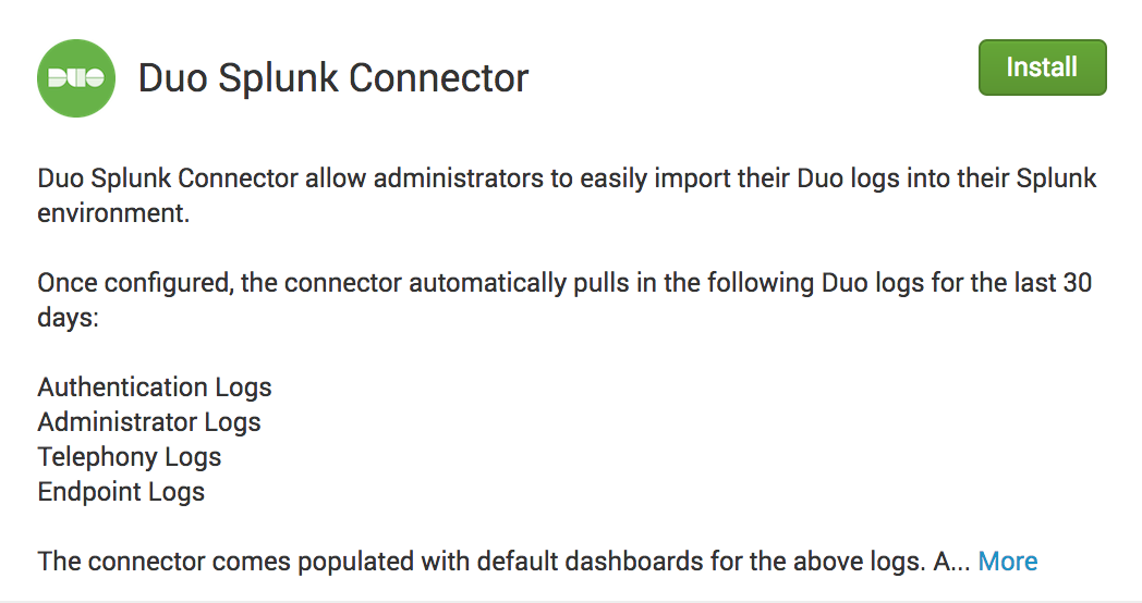 Search Splunkbase for Duo Splunk Connector app