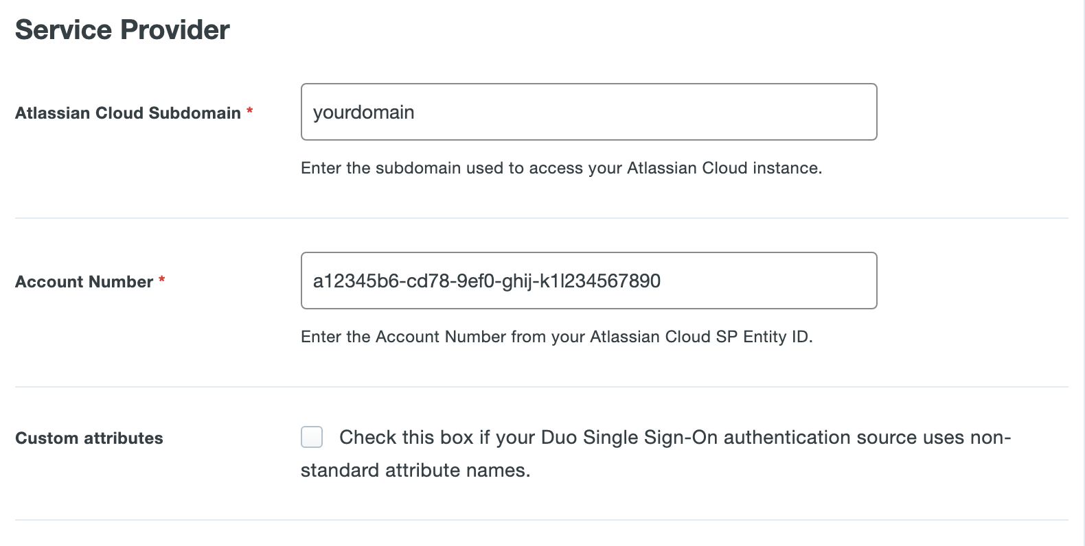 Duo Atlassian Cloud Application Settings
