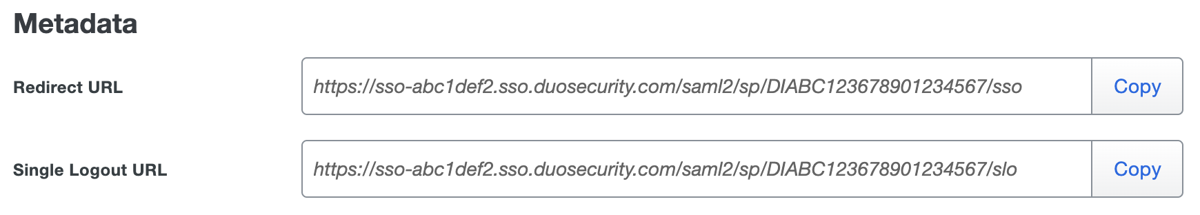 Duo NetScaler Metadata Redirect and Single Logout URLs