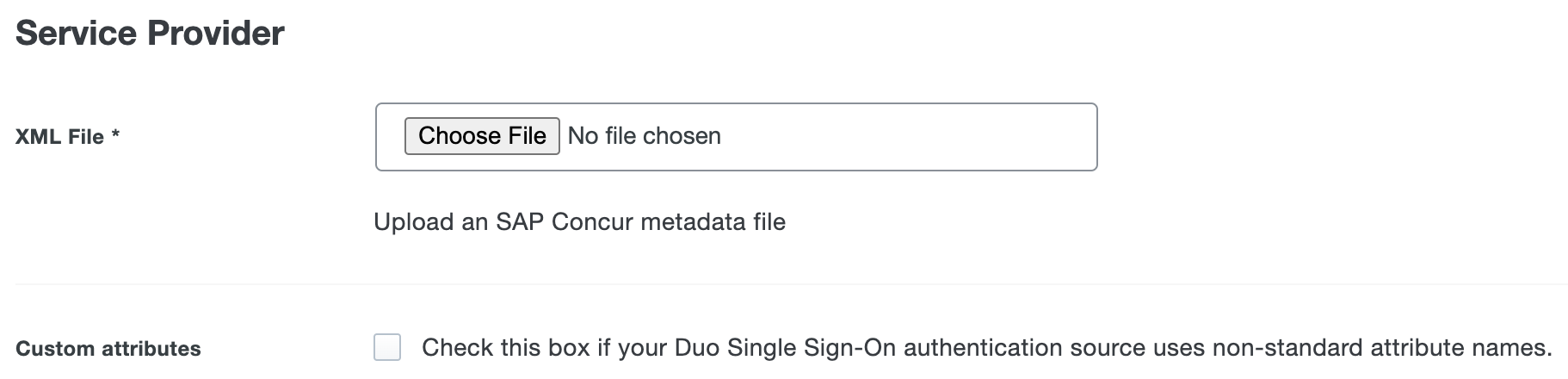 Duo SAP Concur Custom Attributes Checkbox