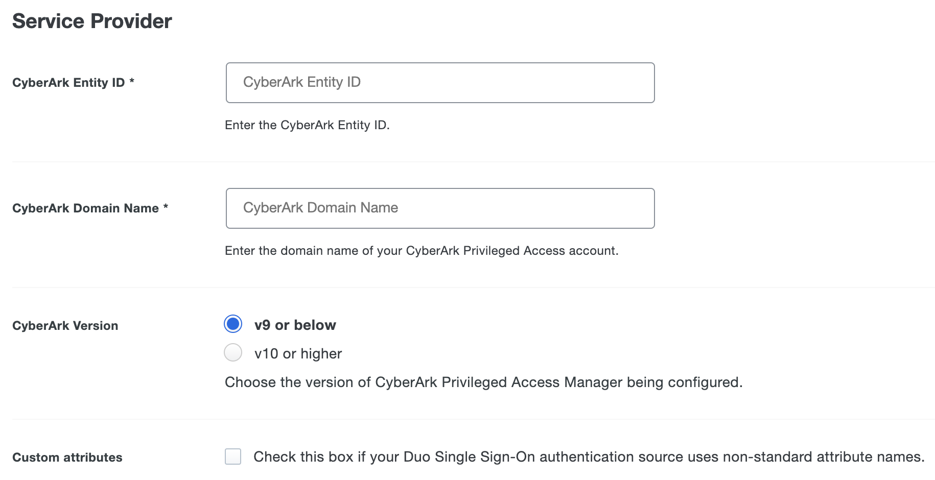 Duo CyberArk Privileged Access Custom Attributes Checkbox