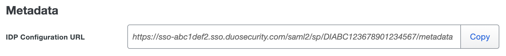Duo CyberArk Workforce Identity IdP Configuration URL