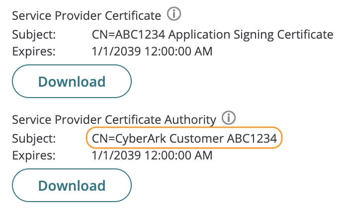 CyberArk Workforce Identity SP Certificate Authority