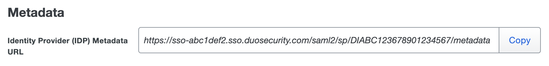 Duo DigiCert IdP Metadata URL