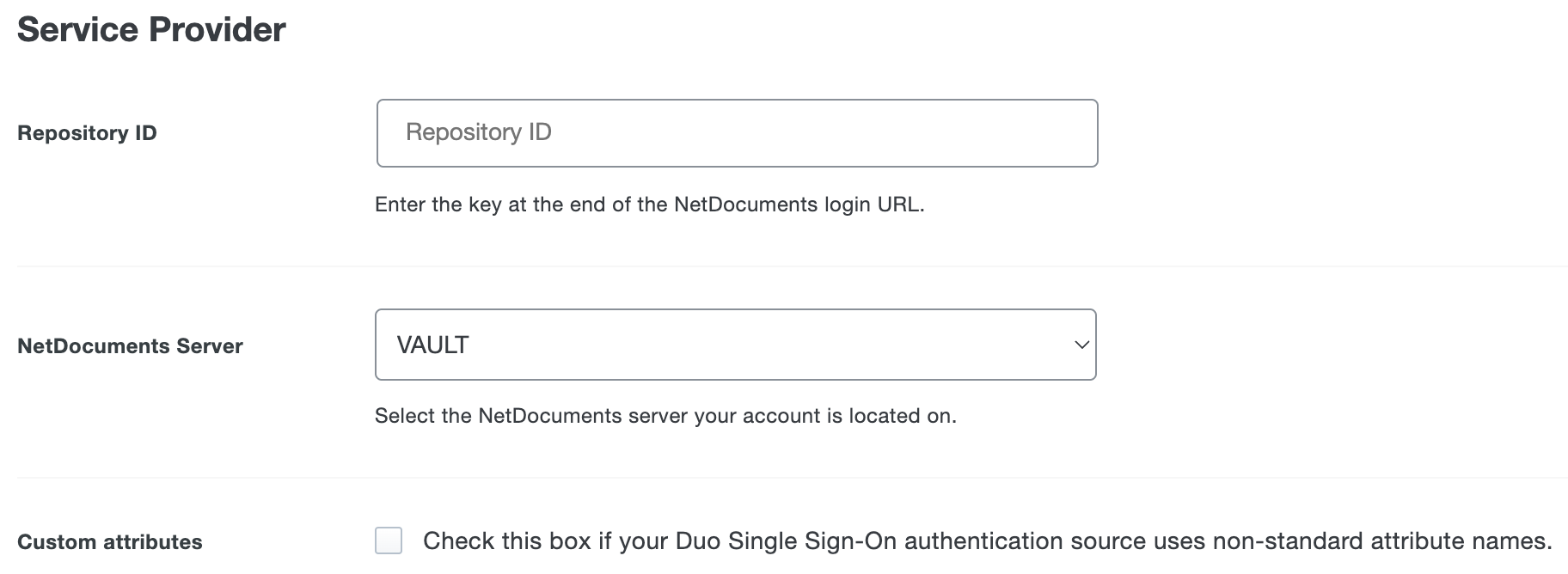 Duo NetDocuments Custom Attributes Checkbox