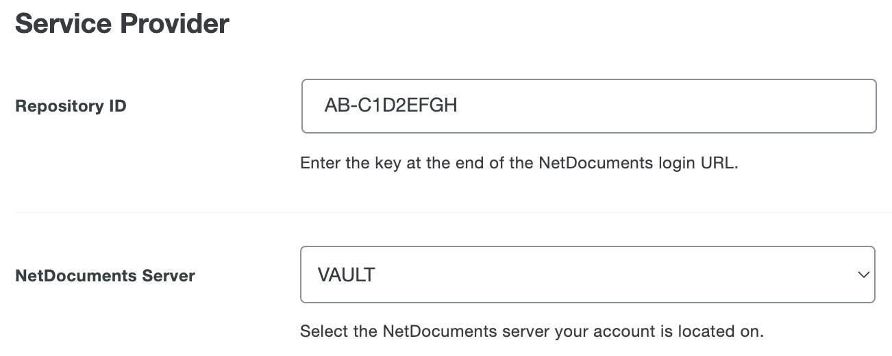 Duo NetDocuments Repository ID Populated