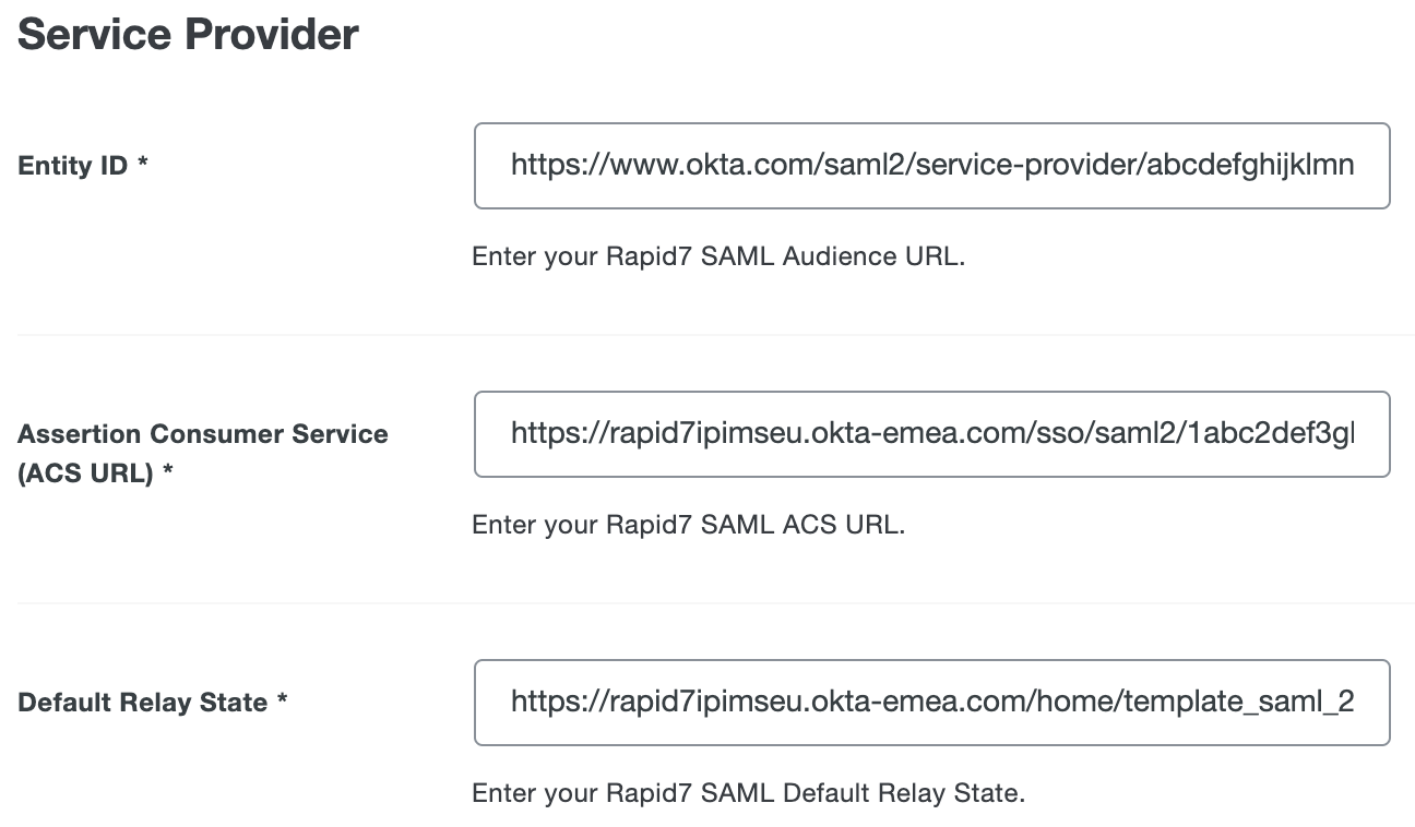 Duo Rapid7 Service Provider URLs