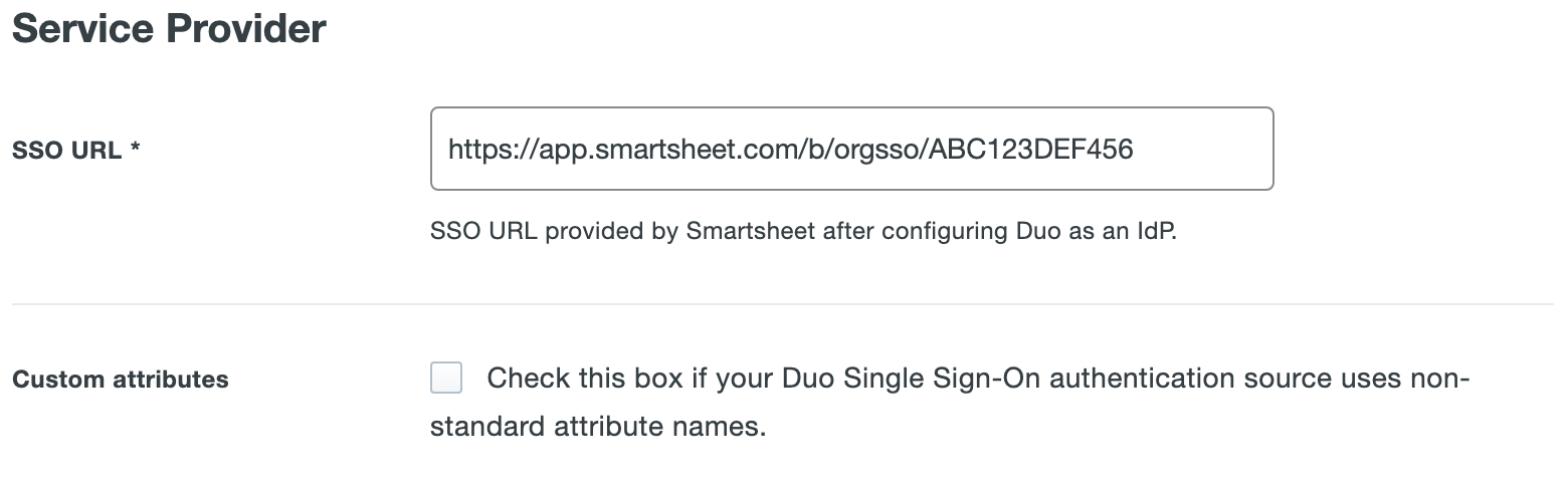 Duo Smartsheet Application Settings