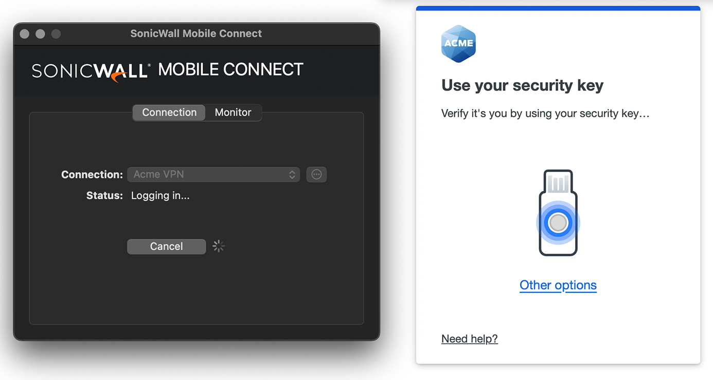 SonicWall Mobile Connect with Duo Authentication