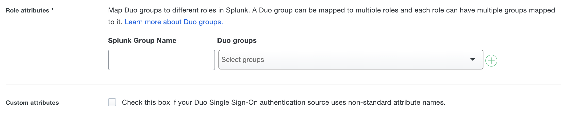 Duo Splunk Custom Attributes Checkbox