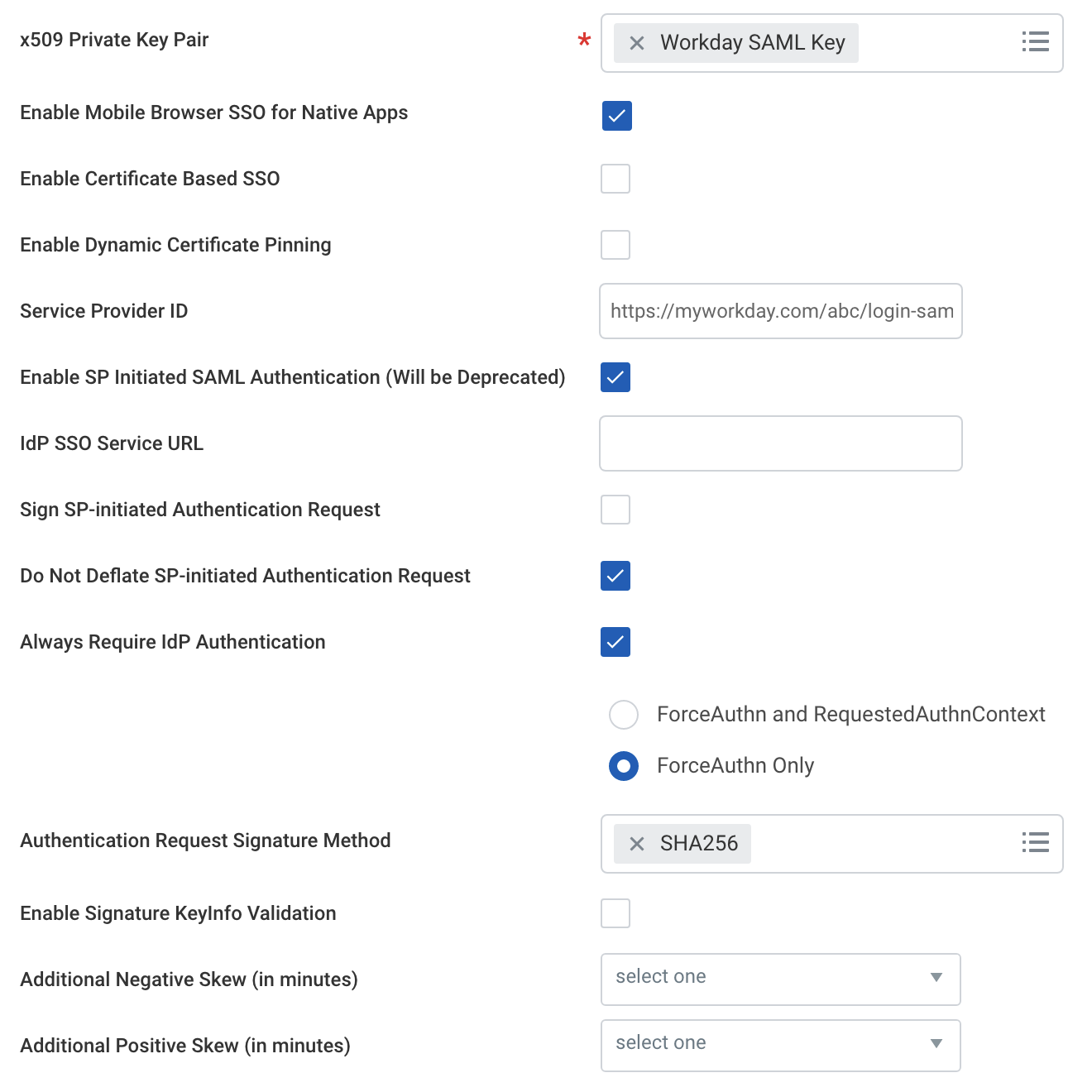 Additional Workday Single Sign-On Setting Edit
